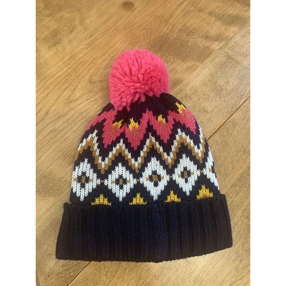 Old navy one sz girls knit hat fair isle NWOT Blue Pink Winter Christmas Picture